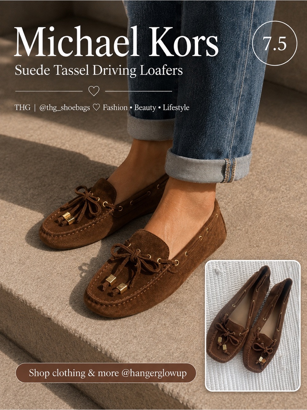 Michael Kors Brown Suede Tassel Driving Moccasin Loafers 7.5M